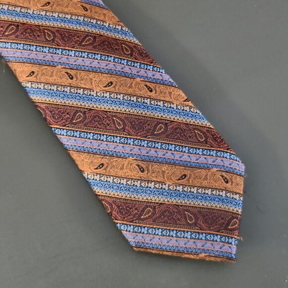 ENRO Men's 100% Silk Necktie Copper Metallic Lot of 2 - Picture 2 of 7